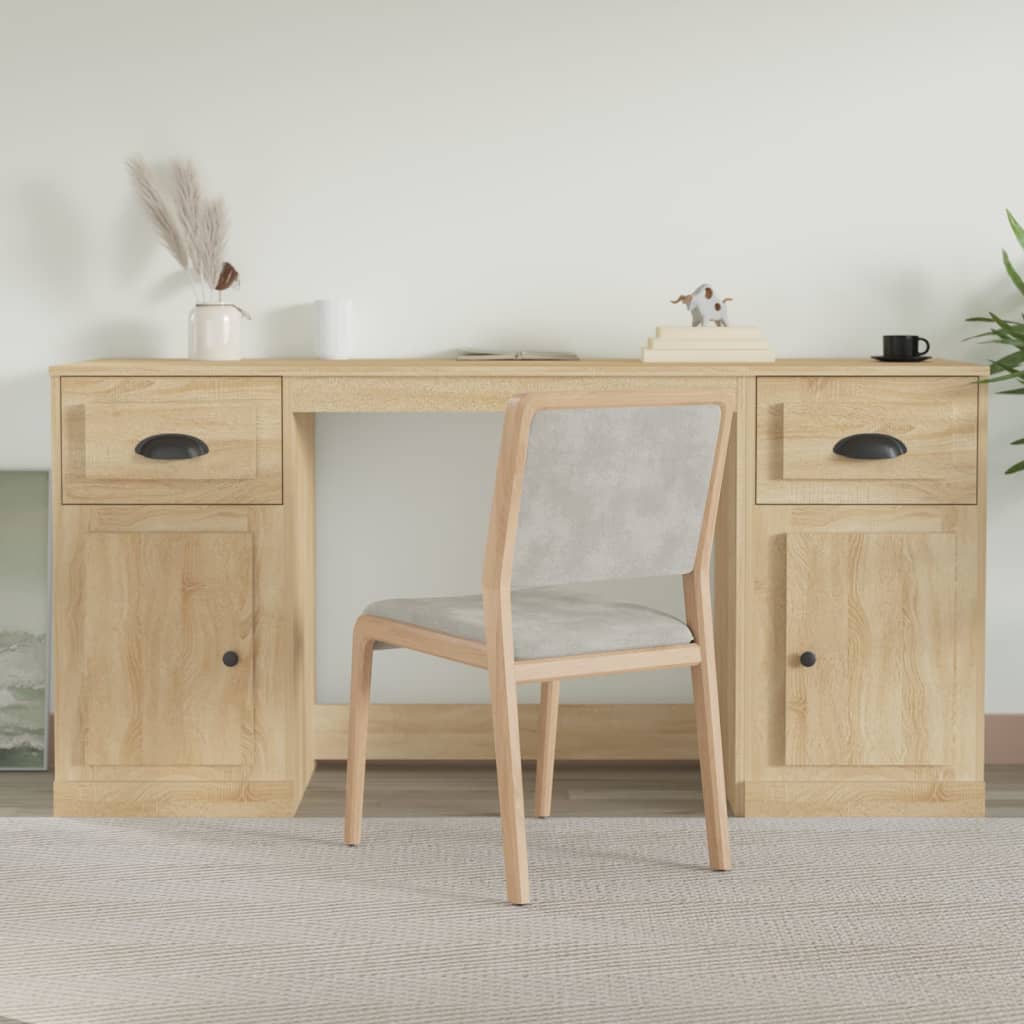 vidaXL Bureau met kast bewerkt hout wit