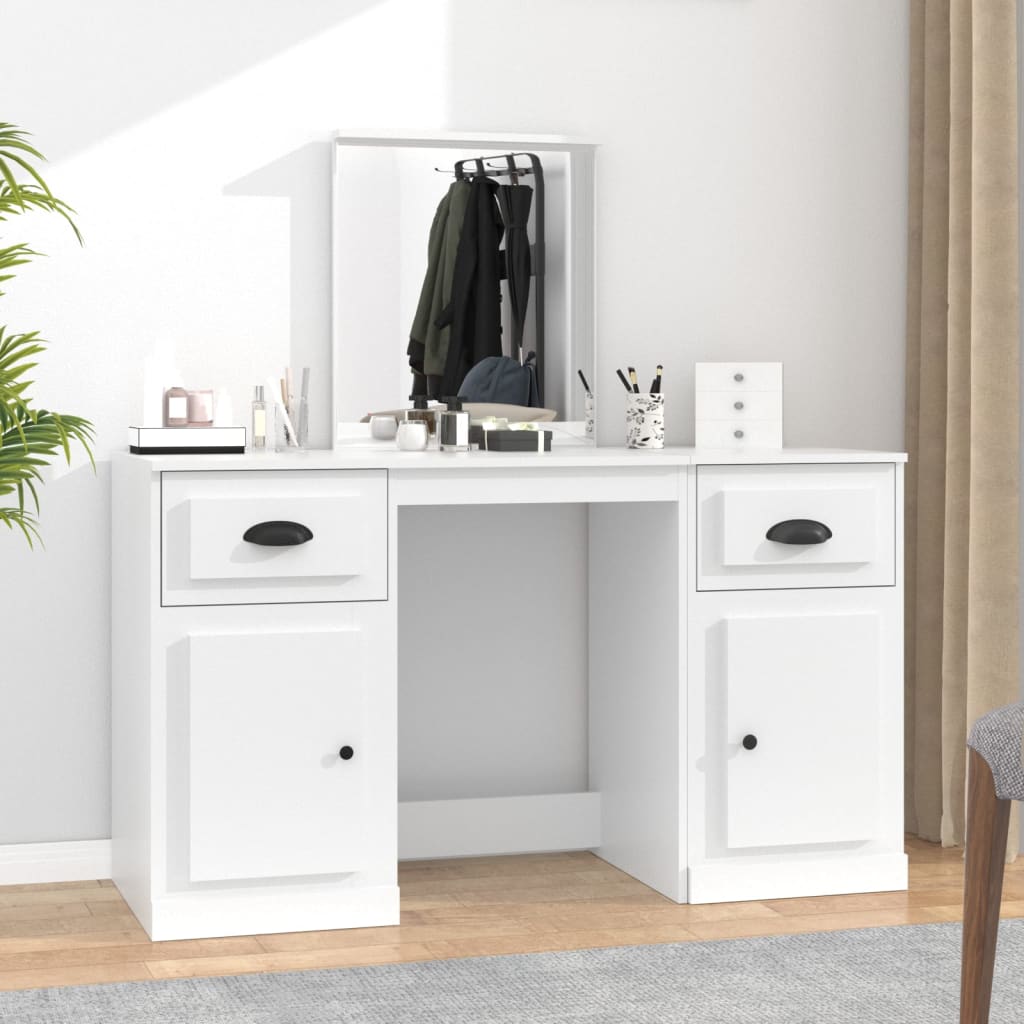 vidaXL Kaptafel met spiegel 130x50x132,5 cm wit