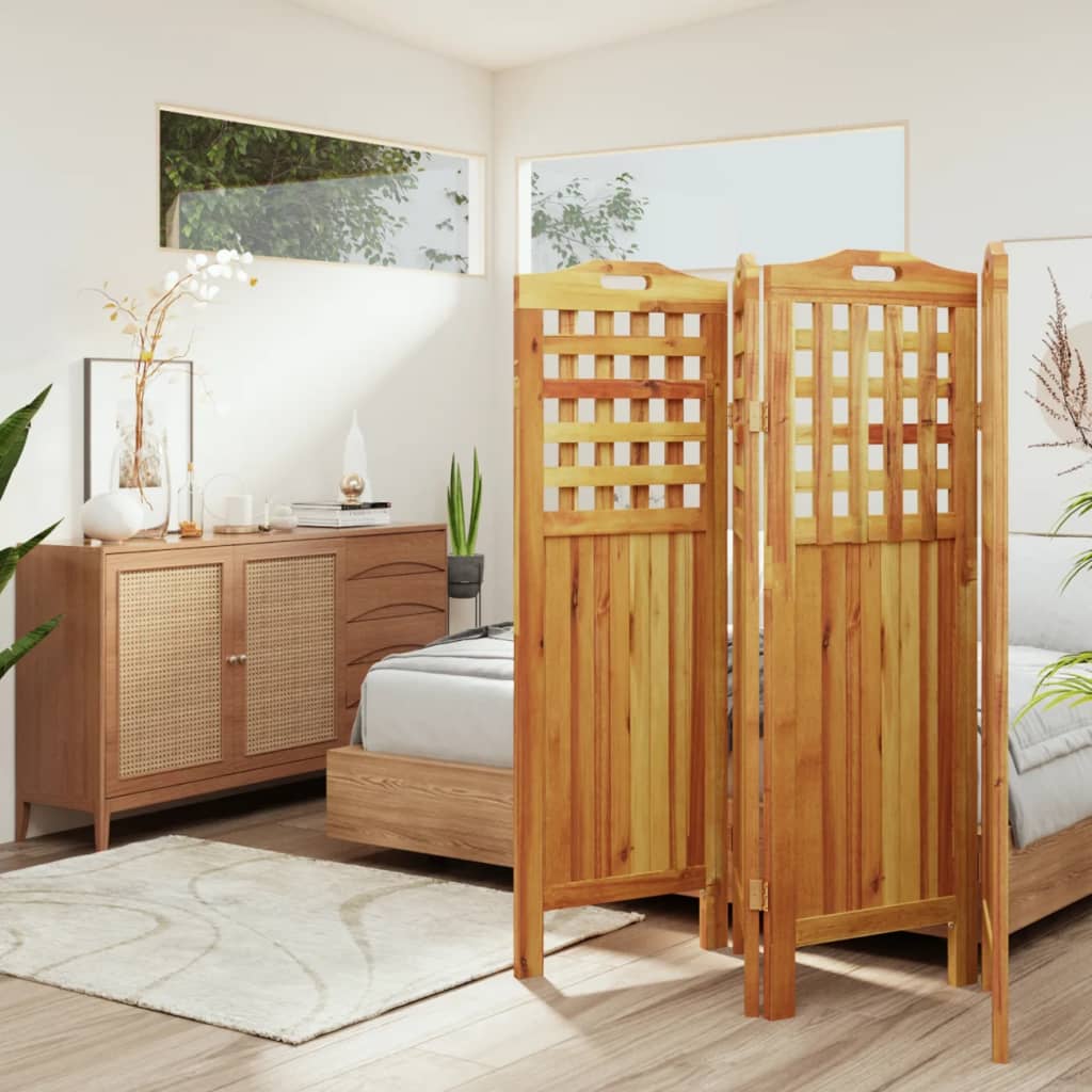 vidaXL Chambre à coucher avec 3 panneaux 121,5x2x115 cm acacia massif