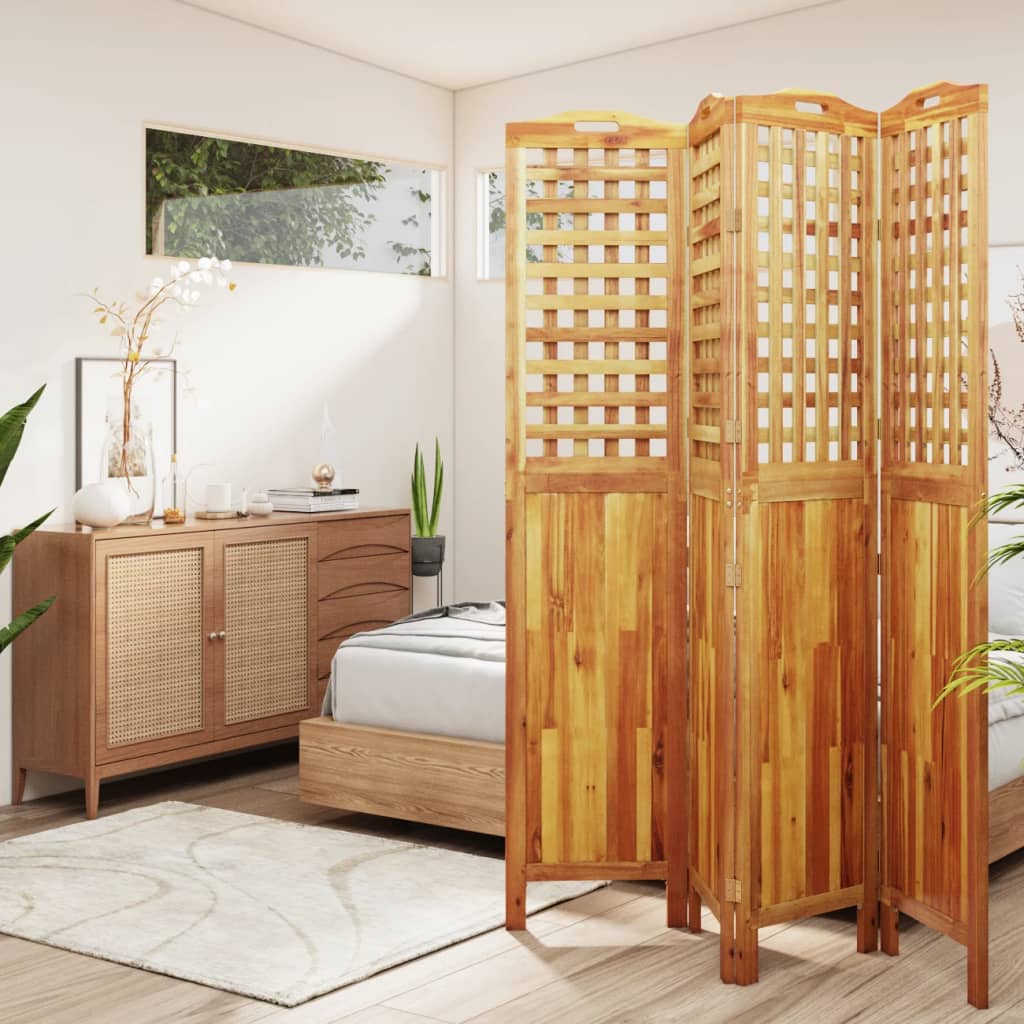 vidaXL Chambre à coucher avec 3 panneaux 121,5x2x115 cm acacia massif