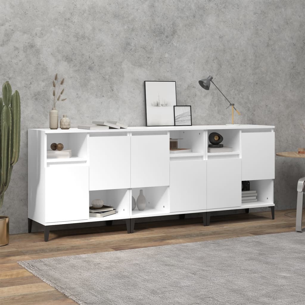 vidaXL Dressoirs 2 st 60x35x70 cm bewerkt hout wit