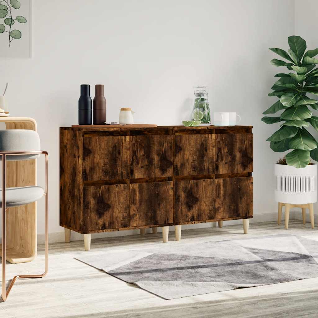 vidaXL Dressoirs 2 st 60x35x70 cm bewerkt hout wit