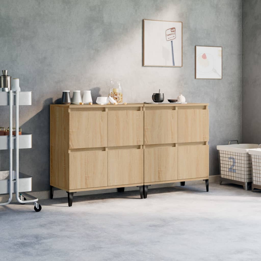 vidaXL Dressoirs 2 st 60x35x70 cm bewerkt hout wit
