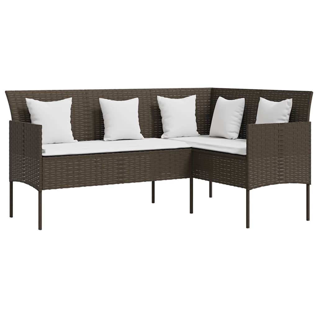 vidaXL 5-piece L-shaped Lounge Set with Cushions Poly Rattan Brown