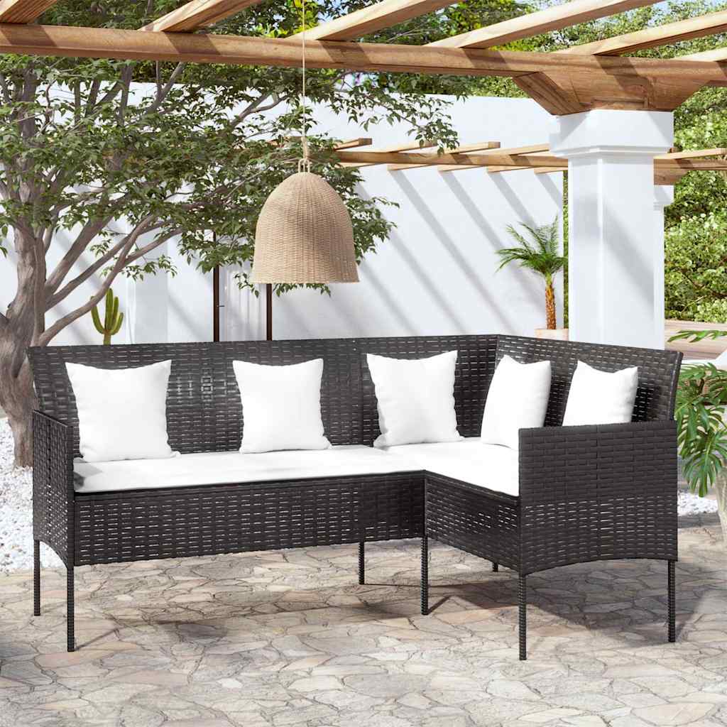 vidaXL L-Shaped Poly Rattan Lounge Sofa with Cushions Grey