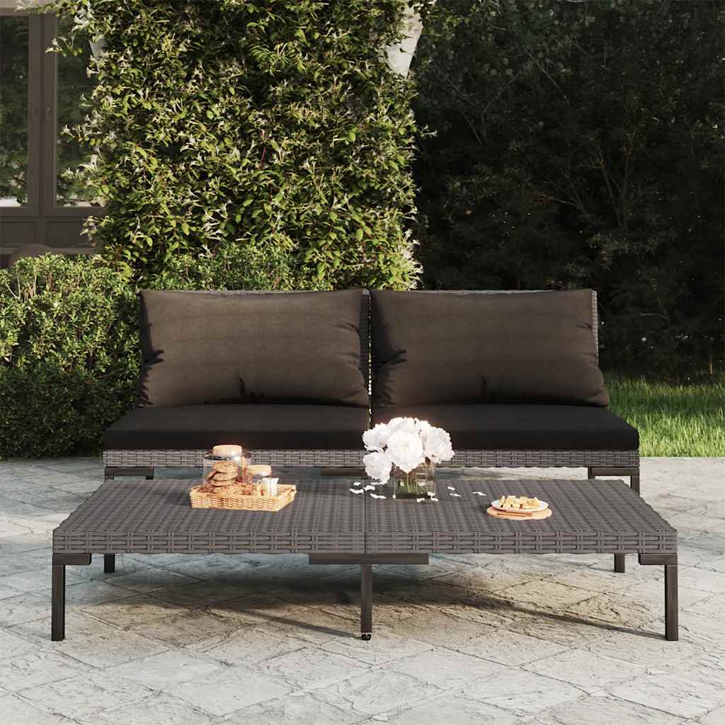 vidaXL Tuinbank met kussens halfrond poly rattan