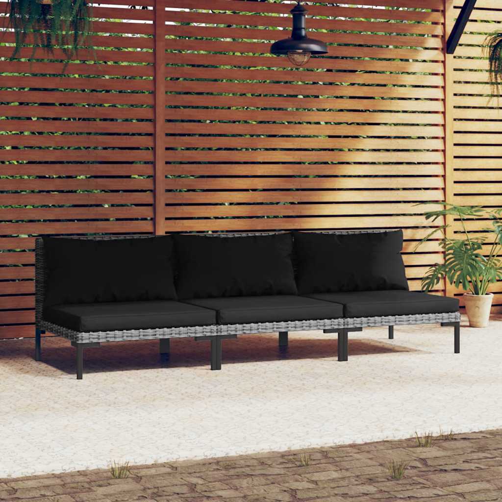 vidaXL Tuinbank met kussens halfrond poly rattan