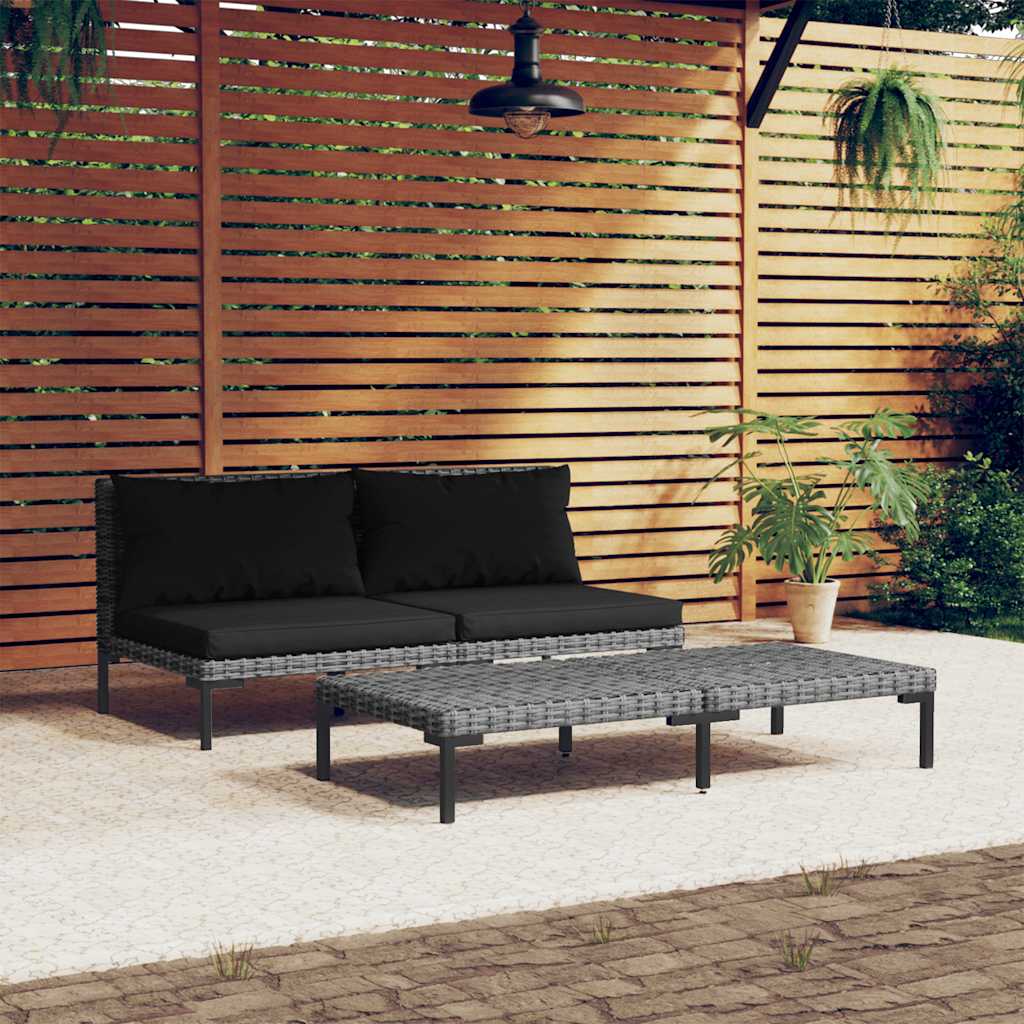 vidaXL Tuinbank met kussens halfrond poly rattan