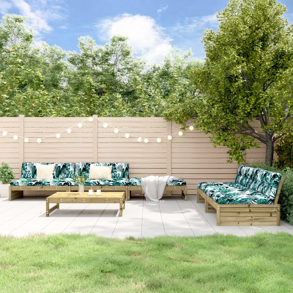 vidaXL 6-delige Loungeset met kussens massief hout