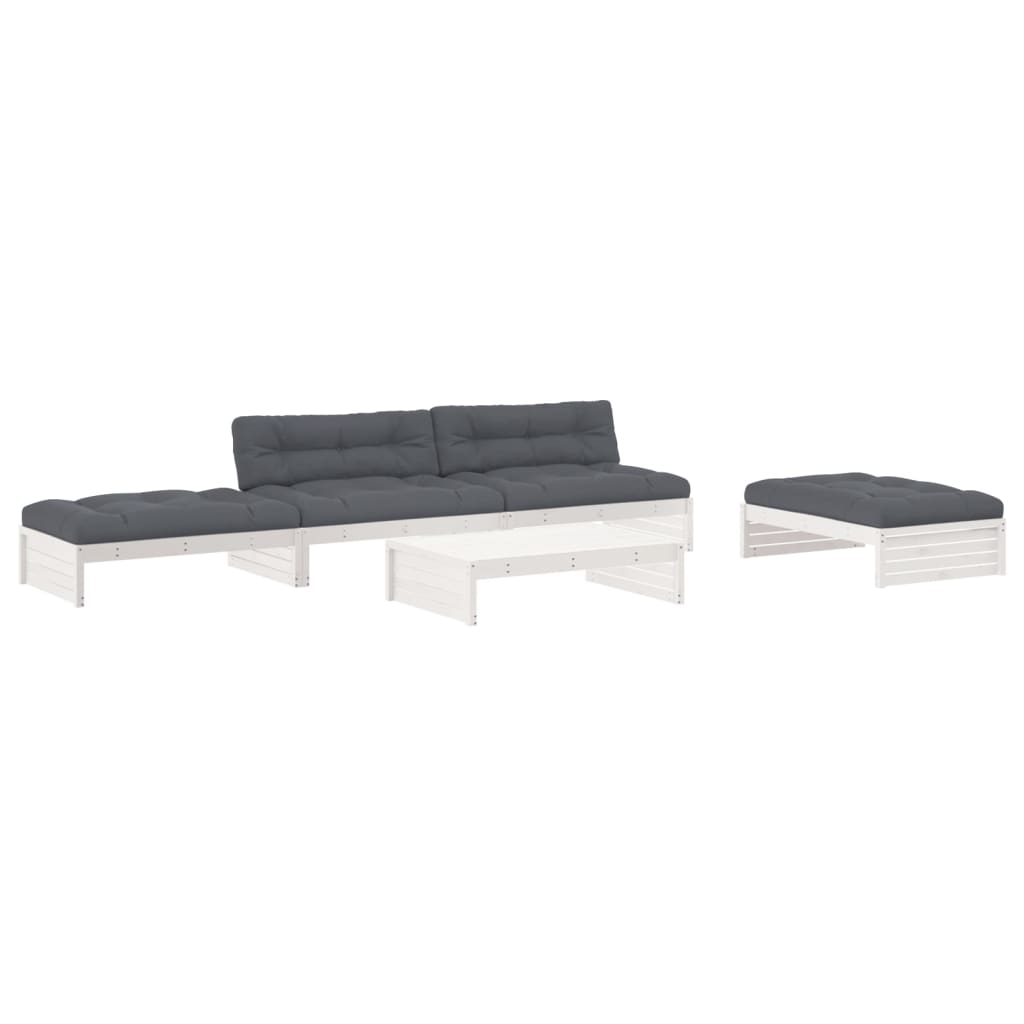 vidaXL 5-delige Loungeset met kussens massief hout