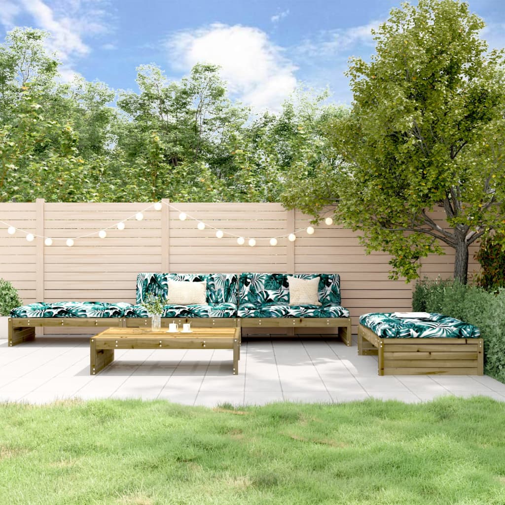 vidaXL 5-delige Loungeset met kussens massief hout