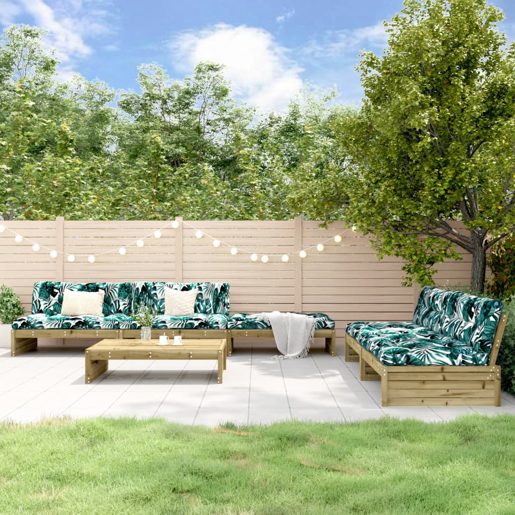 vidaXL 6-delige Loungeset met kussens massief hout
