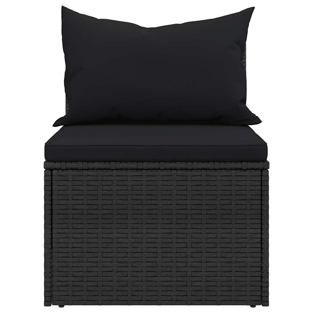 vidaXL 4-delige Loungeset met kussens poly rattan zwart