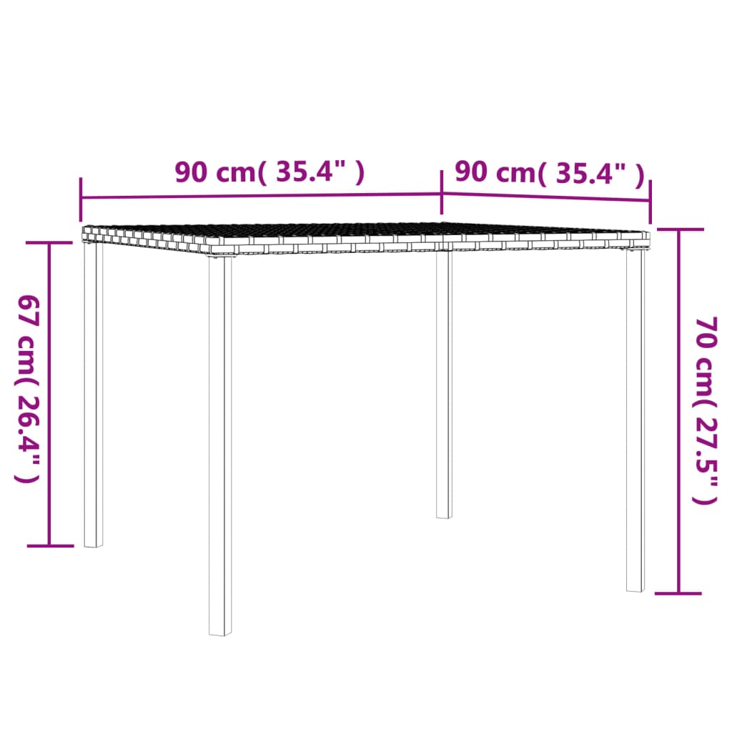 vidaXL 6-delige Tuinset met kussens poly rattan zwart