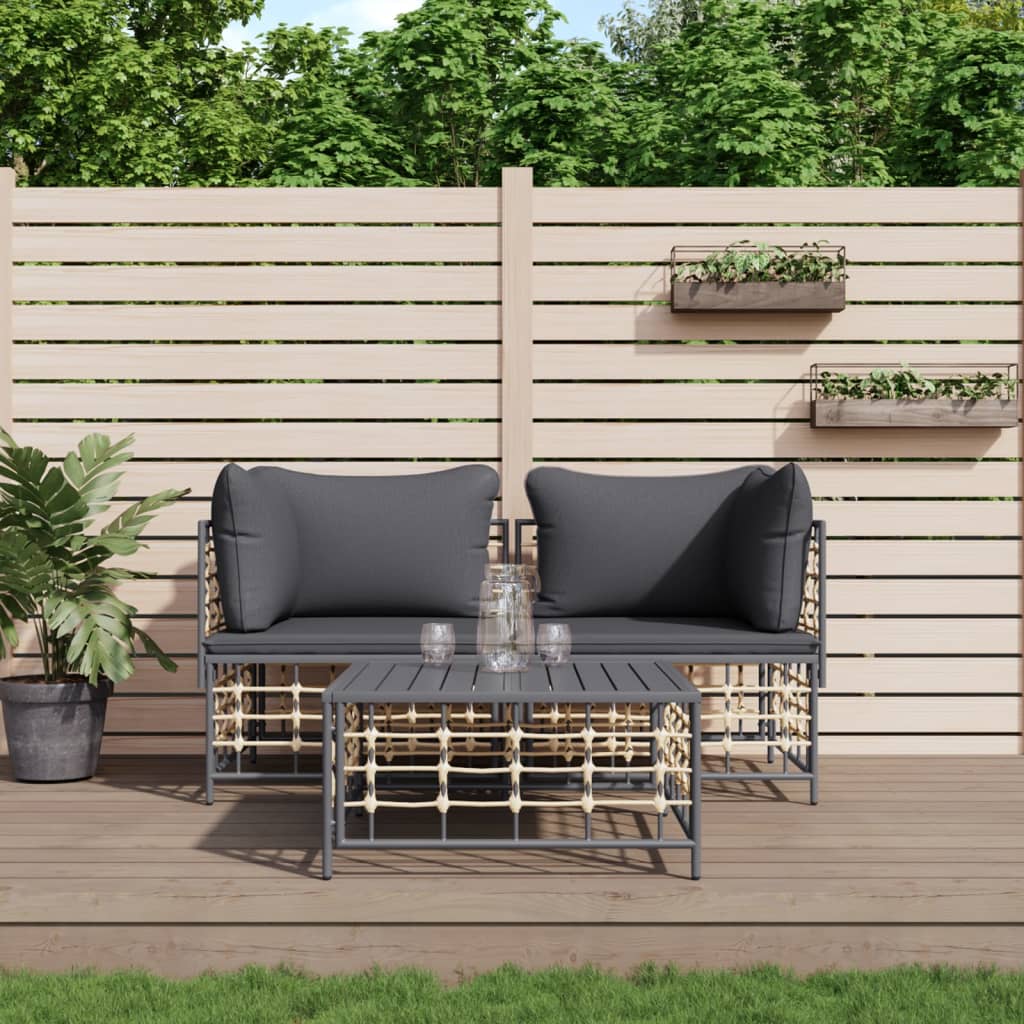 vidaXL Hoekbanken sectioneel met kussens 2 st poly rattan