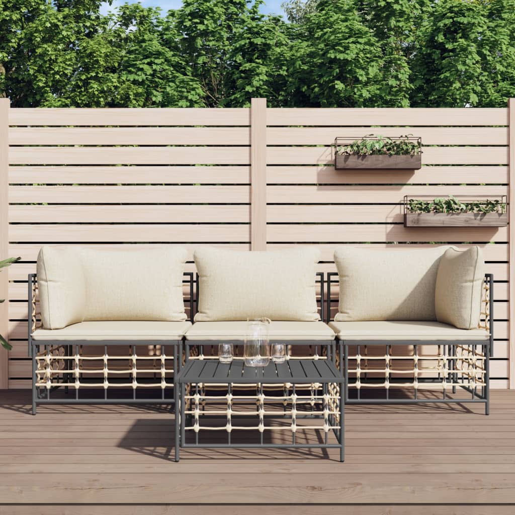 vidaXL Hoekbanken sectioneel met kussens 2 st poly rattan