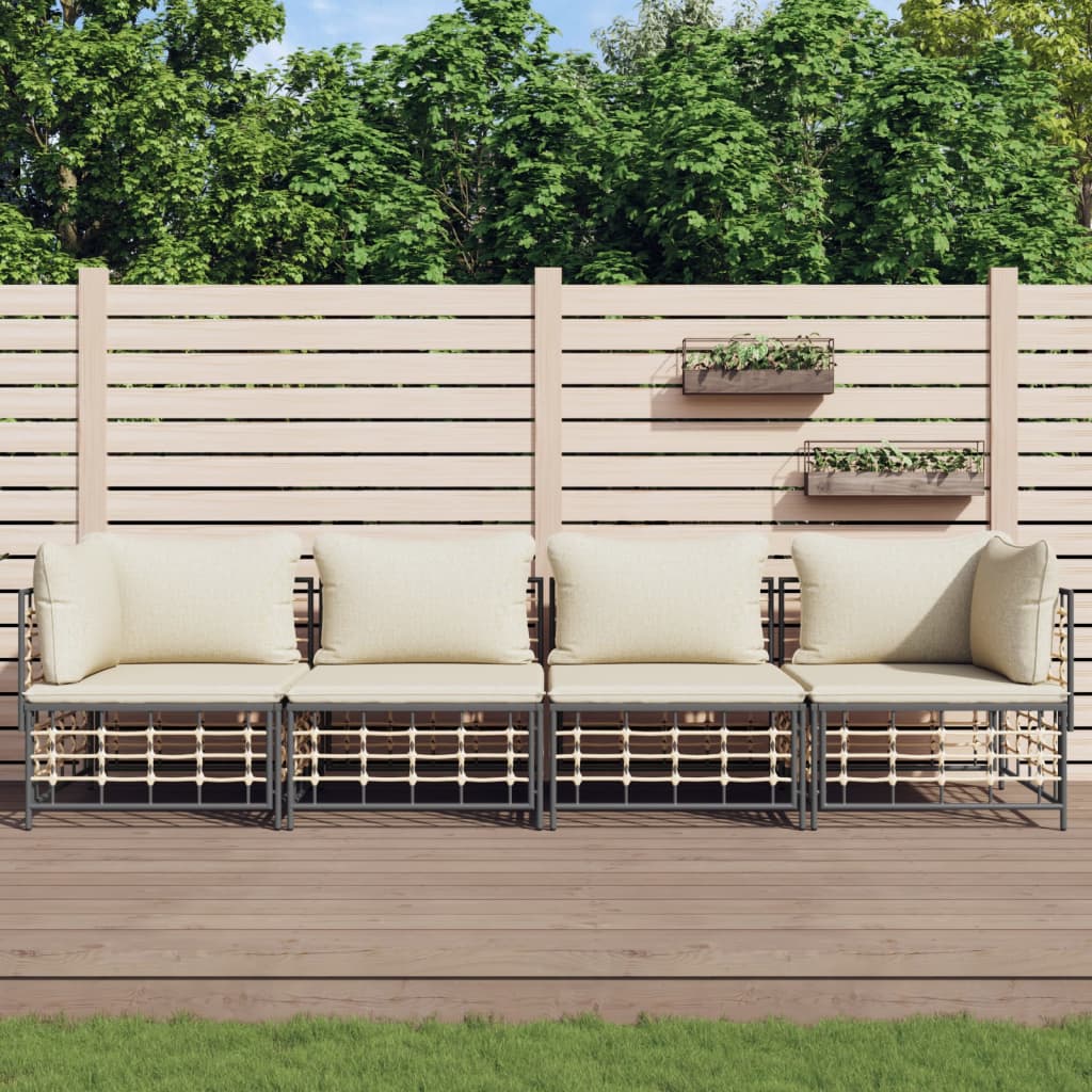 vidaXL Hoekbanken sectioneel met kussens 2 st poly rattan