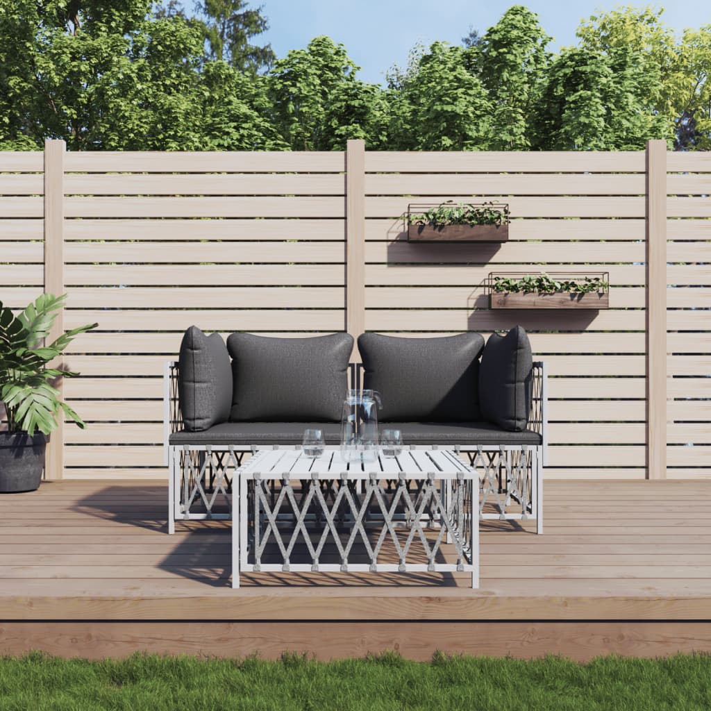 vidaXL 2-delige Loungeset met kussens staal wit