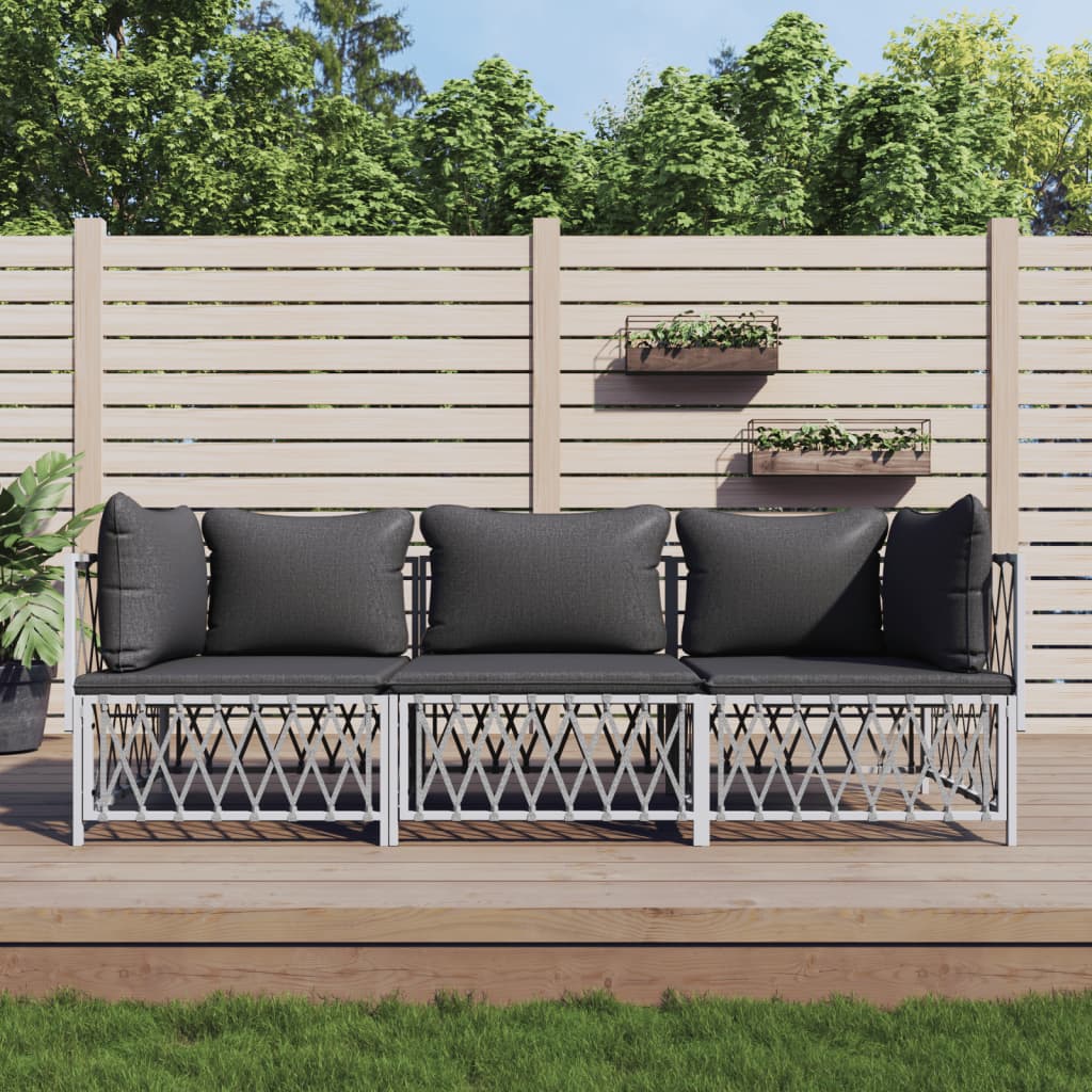 vidaXL 2-delige Loungeset met kussens staal wit