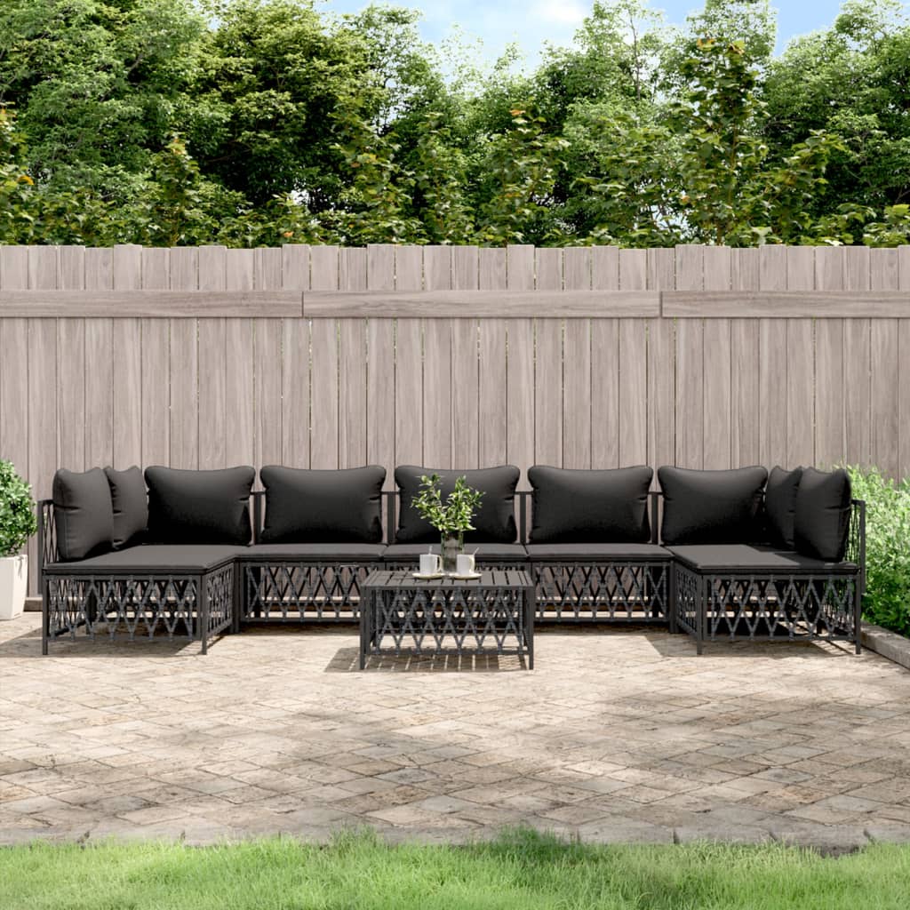 vidaXL 6-delige Loungeset met kussens staal wit