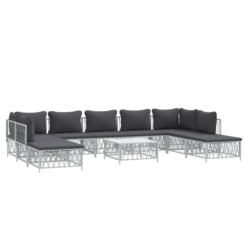 vidaXL 10-Piece Lounge Set with Cushions Steel White