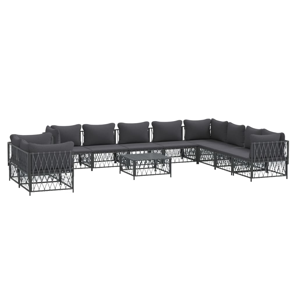 vidaXL 11-delige Loungeset met kussens staal wit