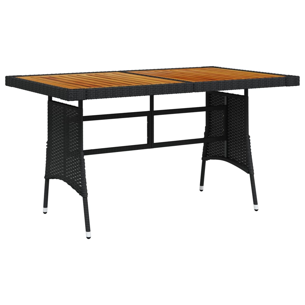 vidaXL Tuintafel 70x70x72 cm poly rattan en massief acaciahout zwart