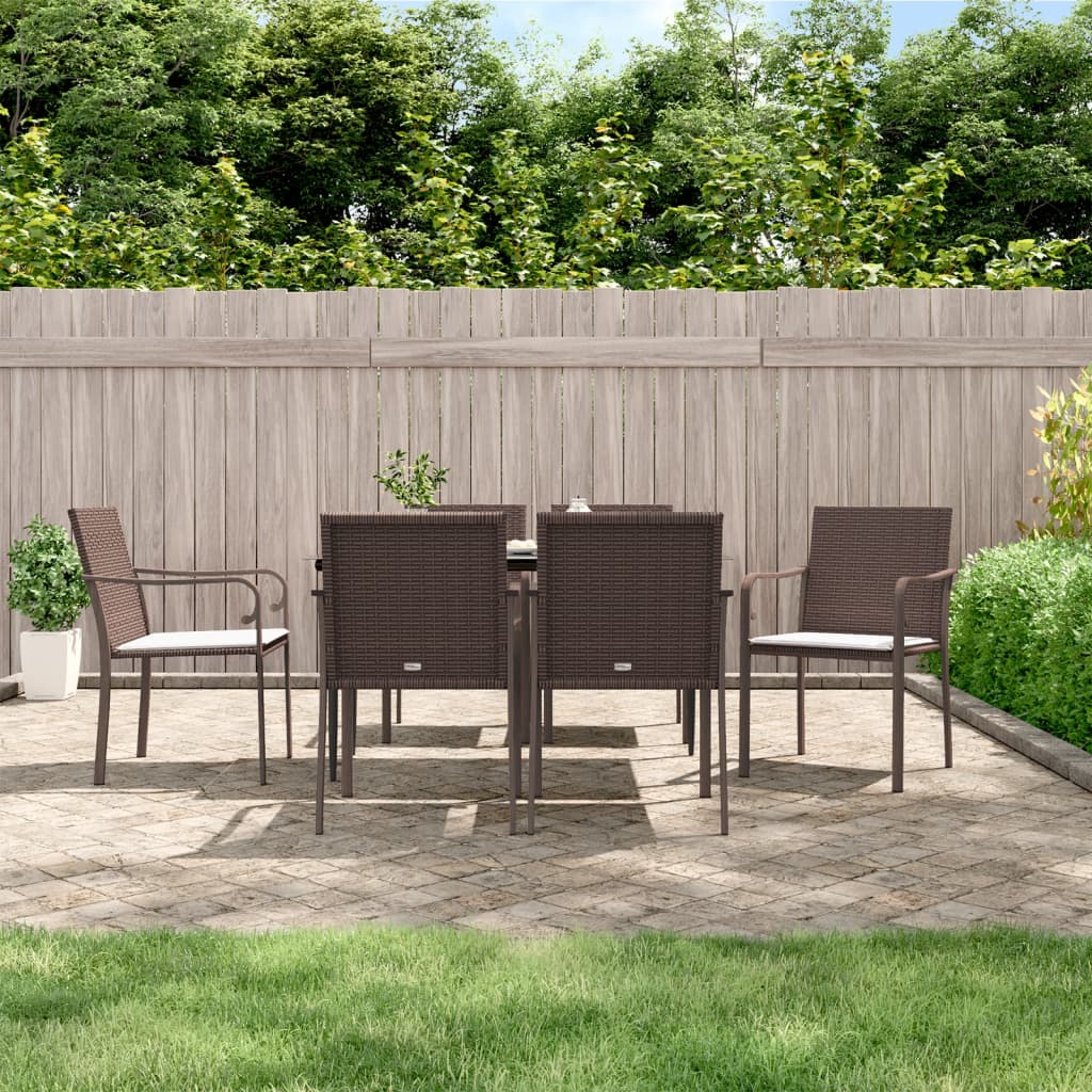 vidaXL 3-delige Tuinset met kussens poly rattan en staal