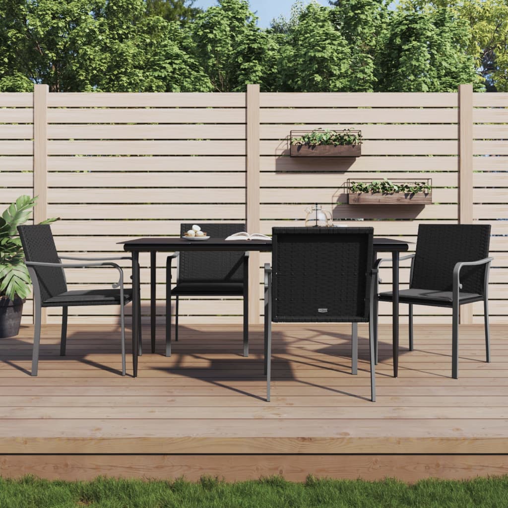vidaXL 3-delige Tuinset met kussens poly rattan en staal