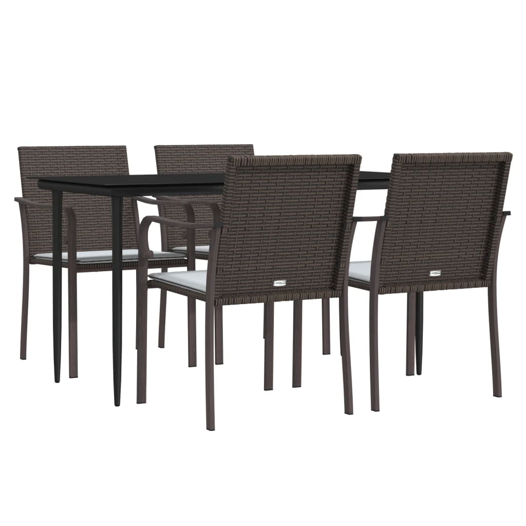vidaXL 3-delige Tuinset met kussens poly rattan en staal