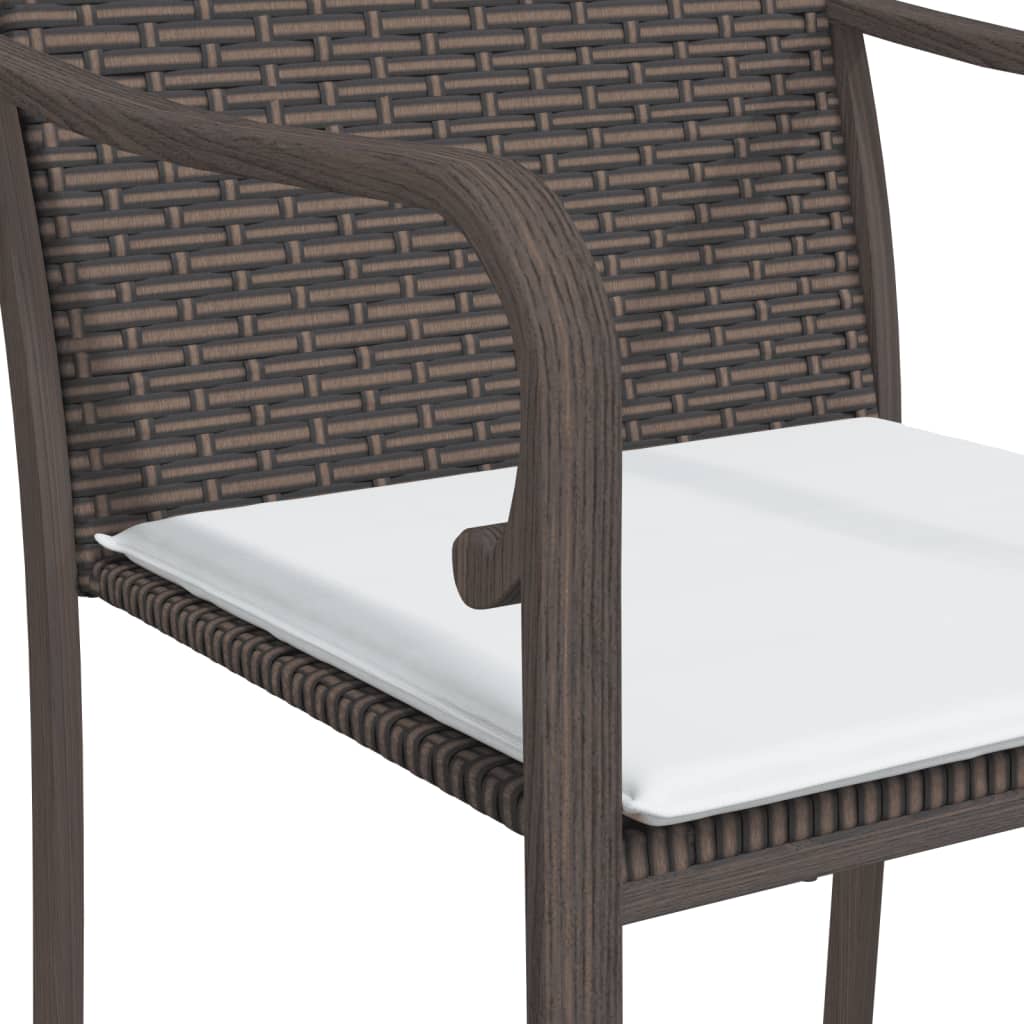 vidaXL 3-delige Tuinset met kussens poly rattan en staal