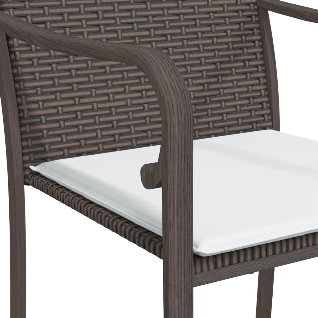 vidaXL 3-delige Tuinset met kussens poly rattan en staal