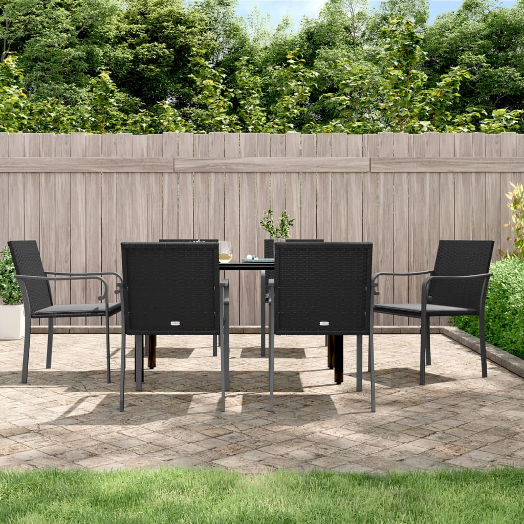 vidaXL 3-delige Tuinset met kussens poly rattan en staal