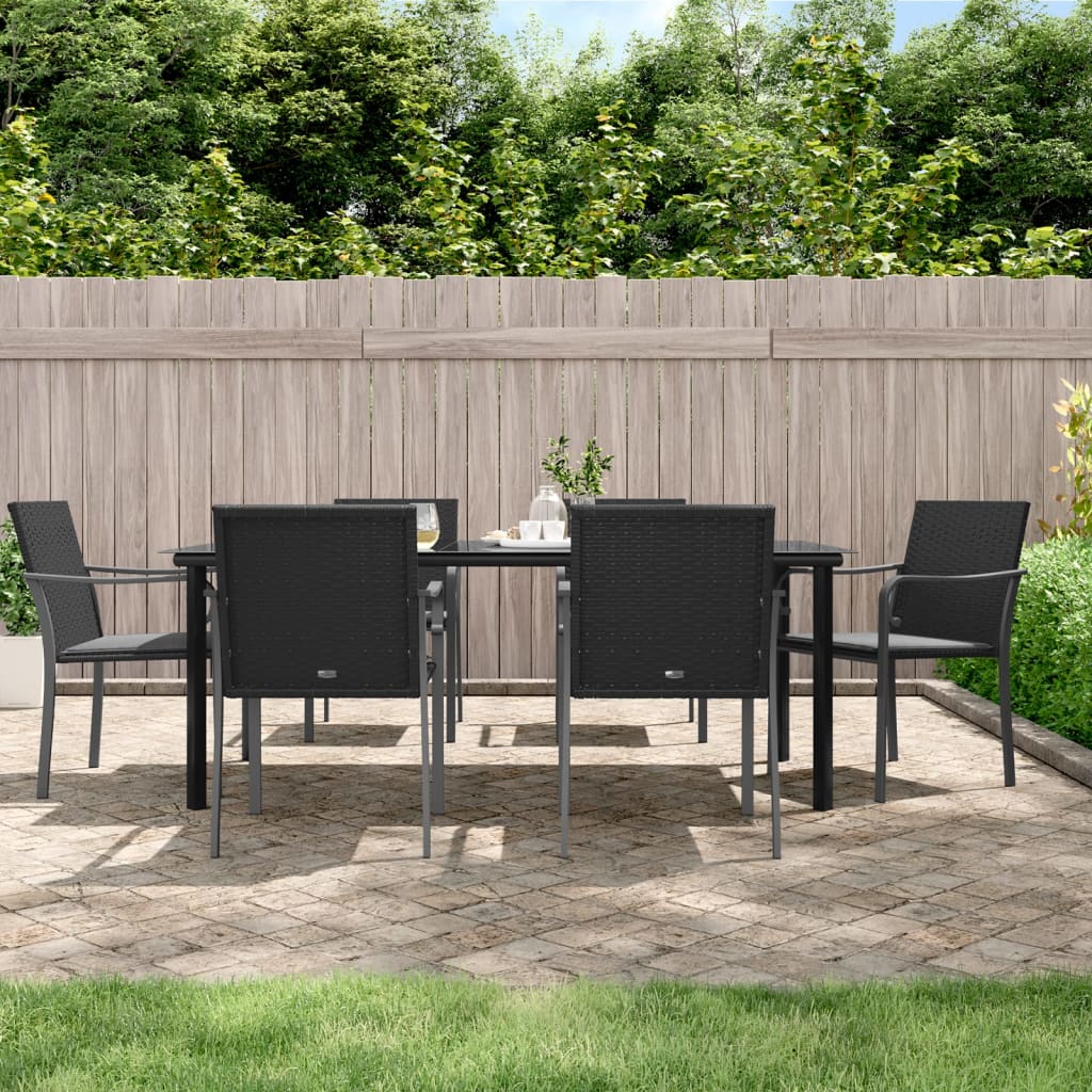 vidaXL 3-delige Tuinset met kussens poly rattan en staal