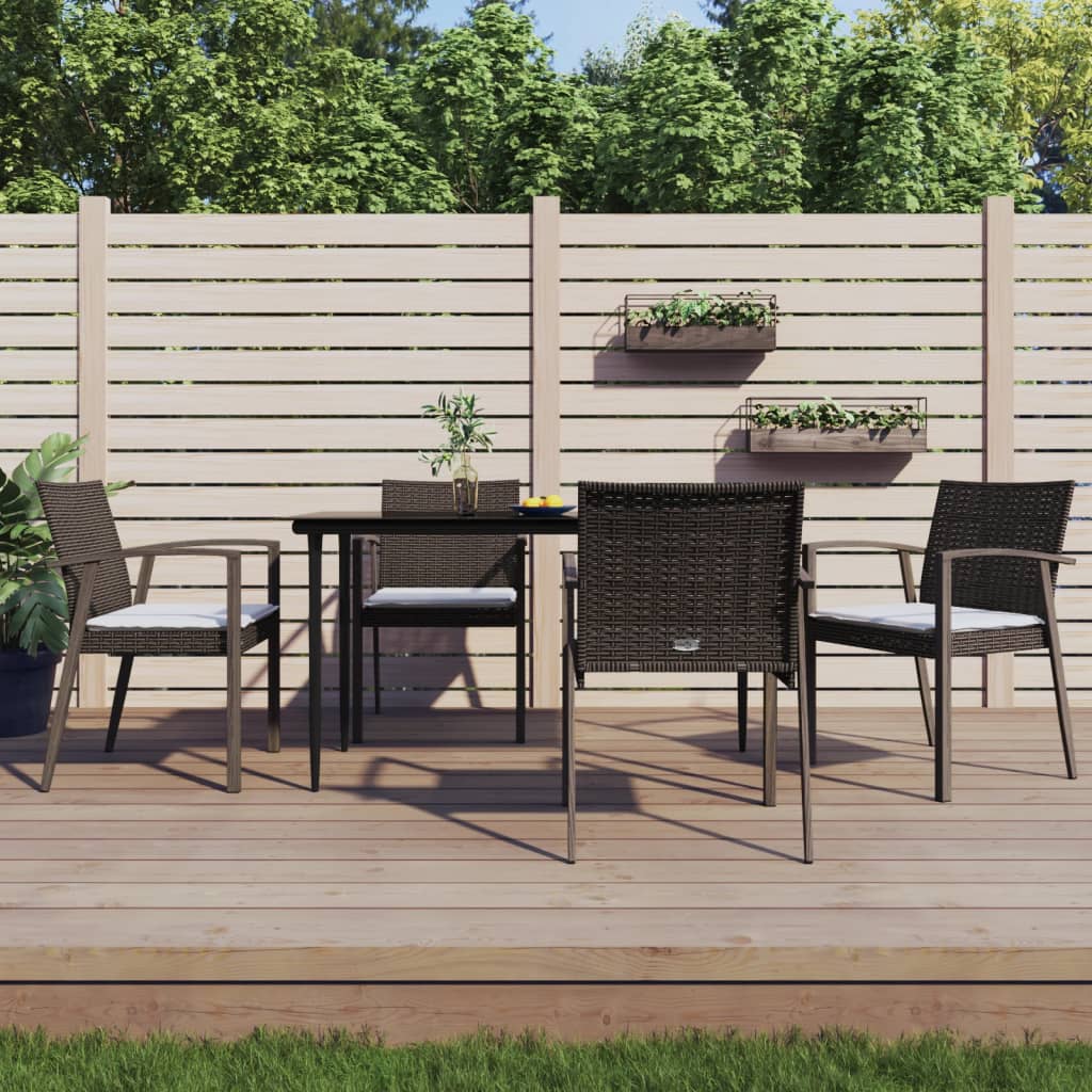 vidaXL 3-delige Tuinset met kussens poly rattan en staal