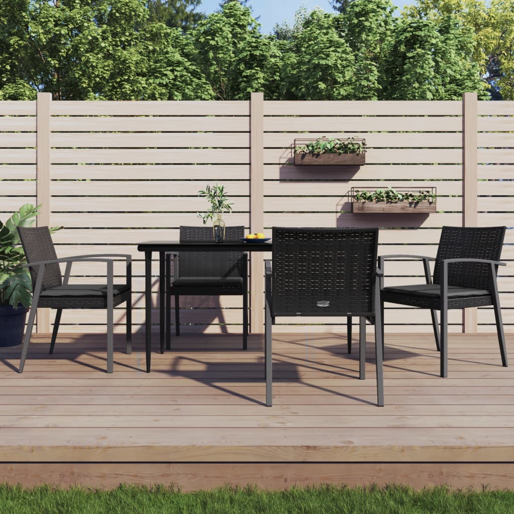 vidaXL 3-delige Tuinset met kussens poly rattan en staal