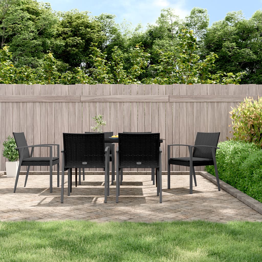 vidaXL 3-delige Tuinset met kussens poly rattan en staal