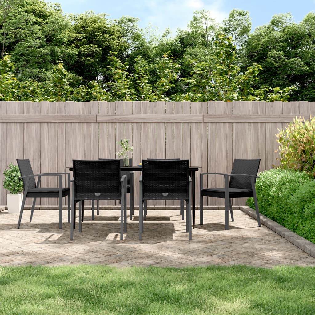 vidaXL 3-delige Tuinset met kussens poly rattan en staal