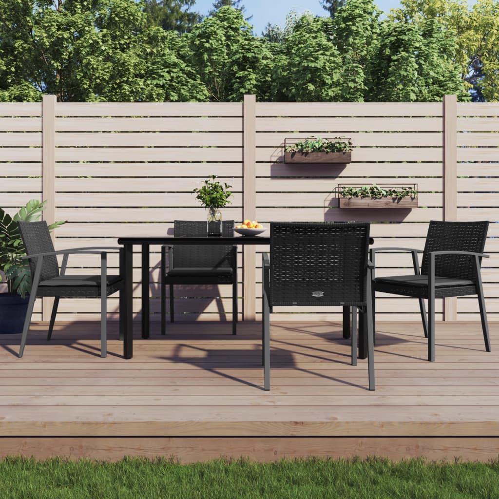 vidaXL 3-delige Tuinset met kussens poly rattan en staal