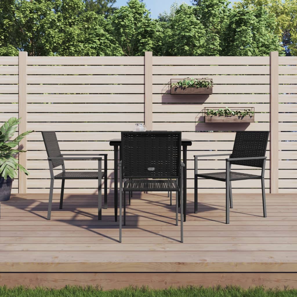 vidaXL 3-delige Tuinset met kussens poly rattan en staal