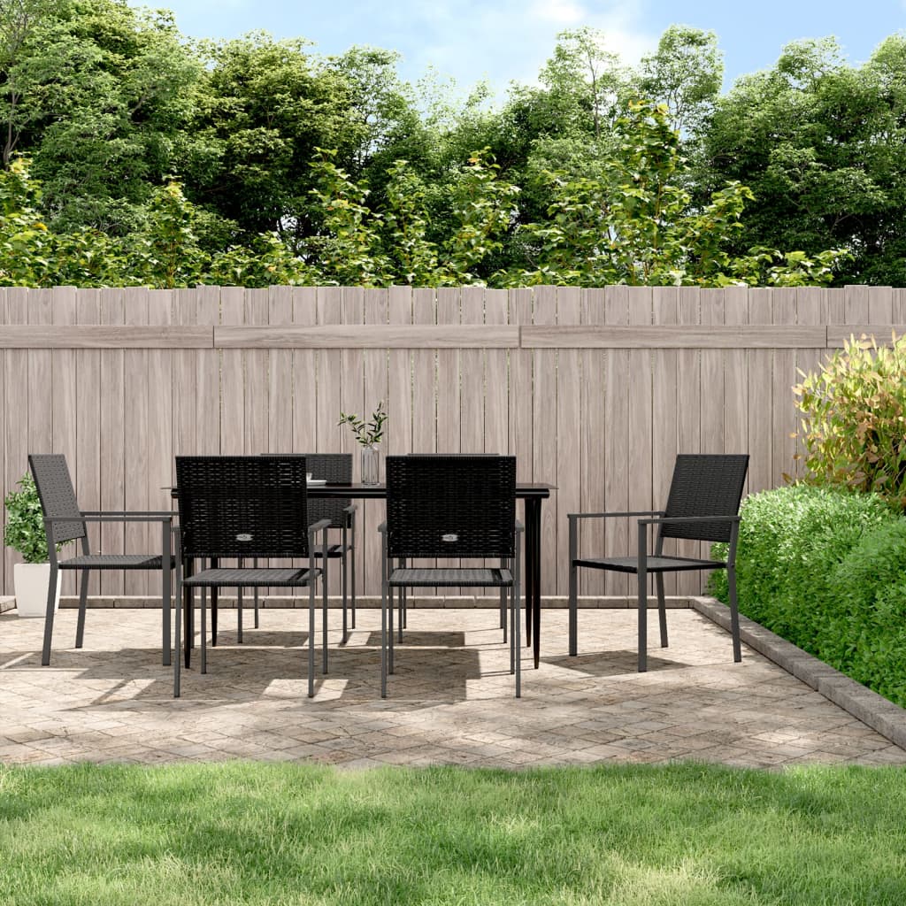 vidaXL 3-delige Tuinset met kussens poly rattan en staal