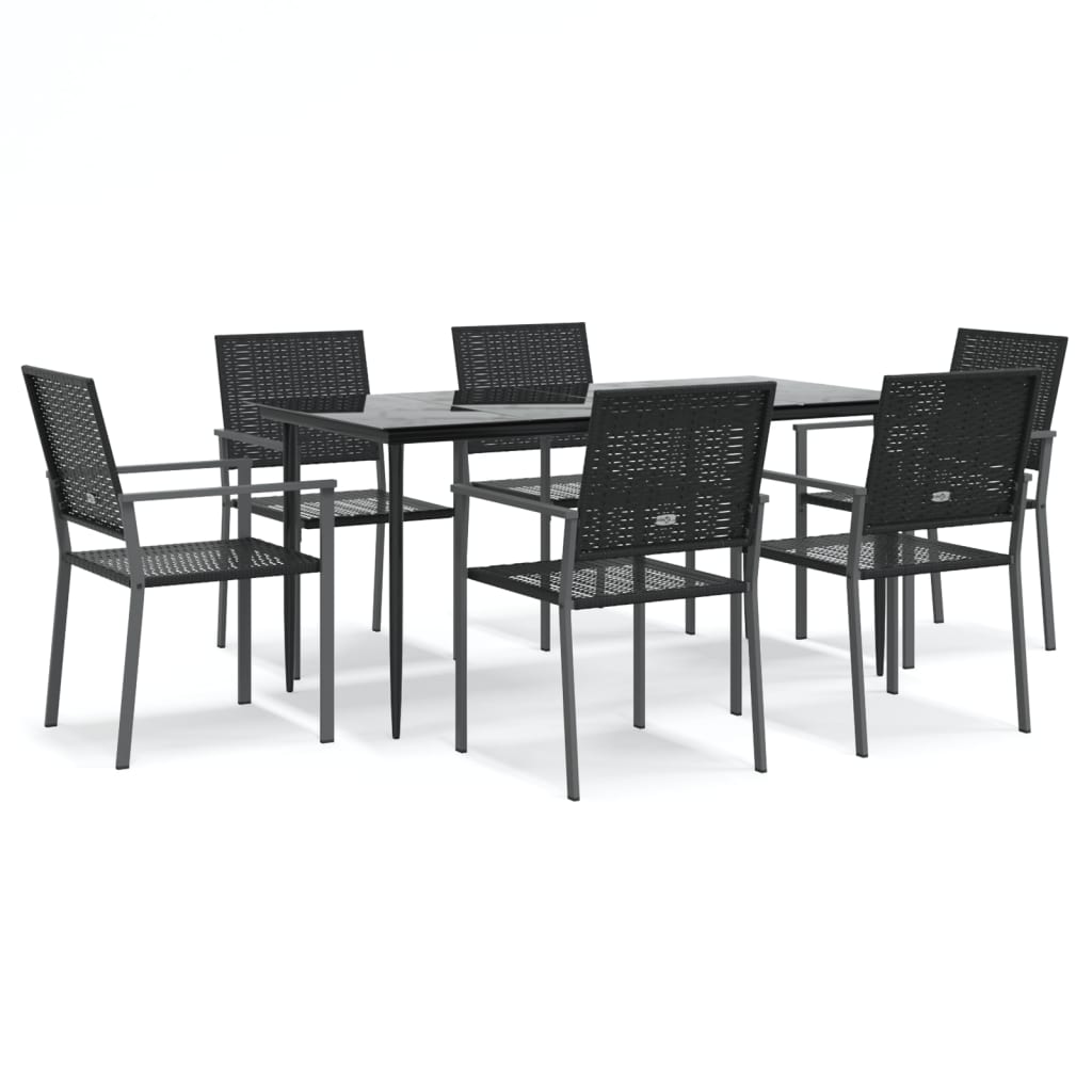 vidaXL 3-delige Tuinset met kussens poly rattan en staal