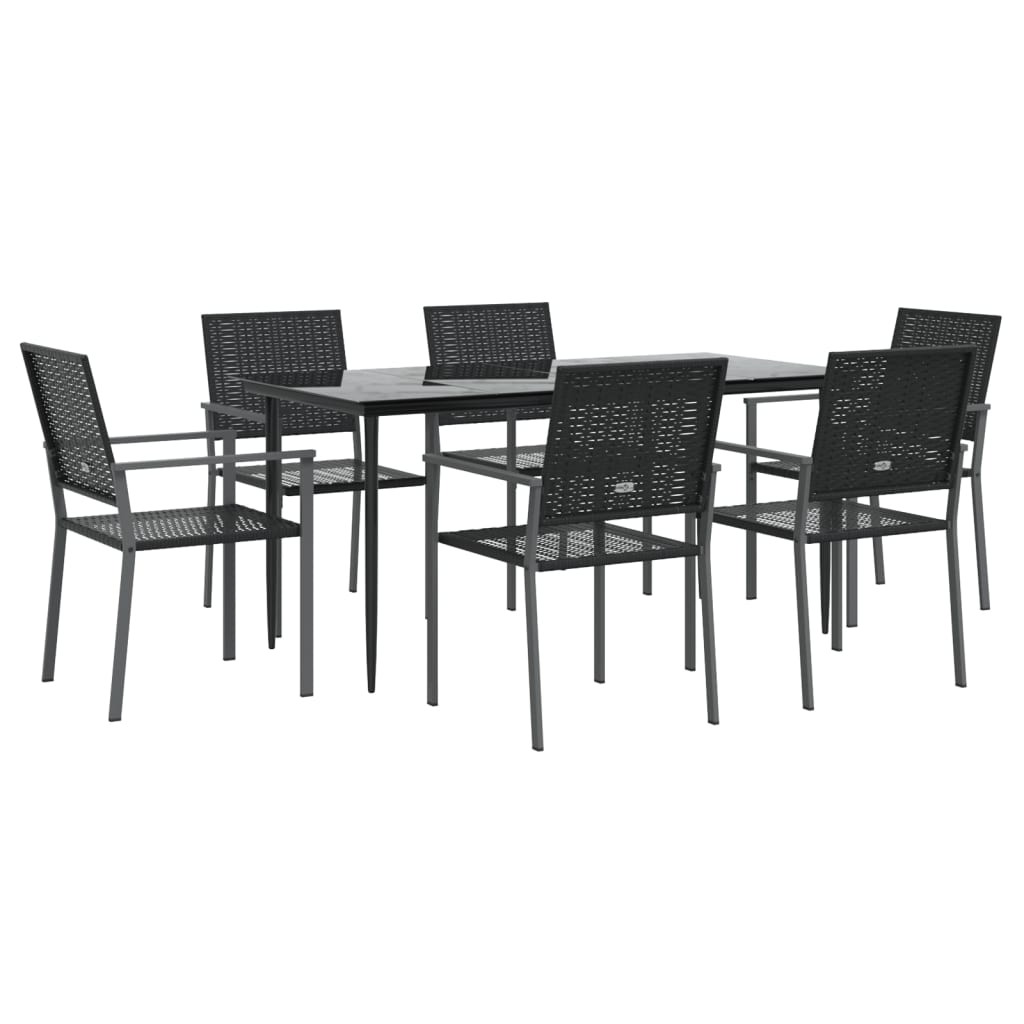 vidaXL 3-delige Tuinset met kussens poly rattan en staal