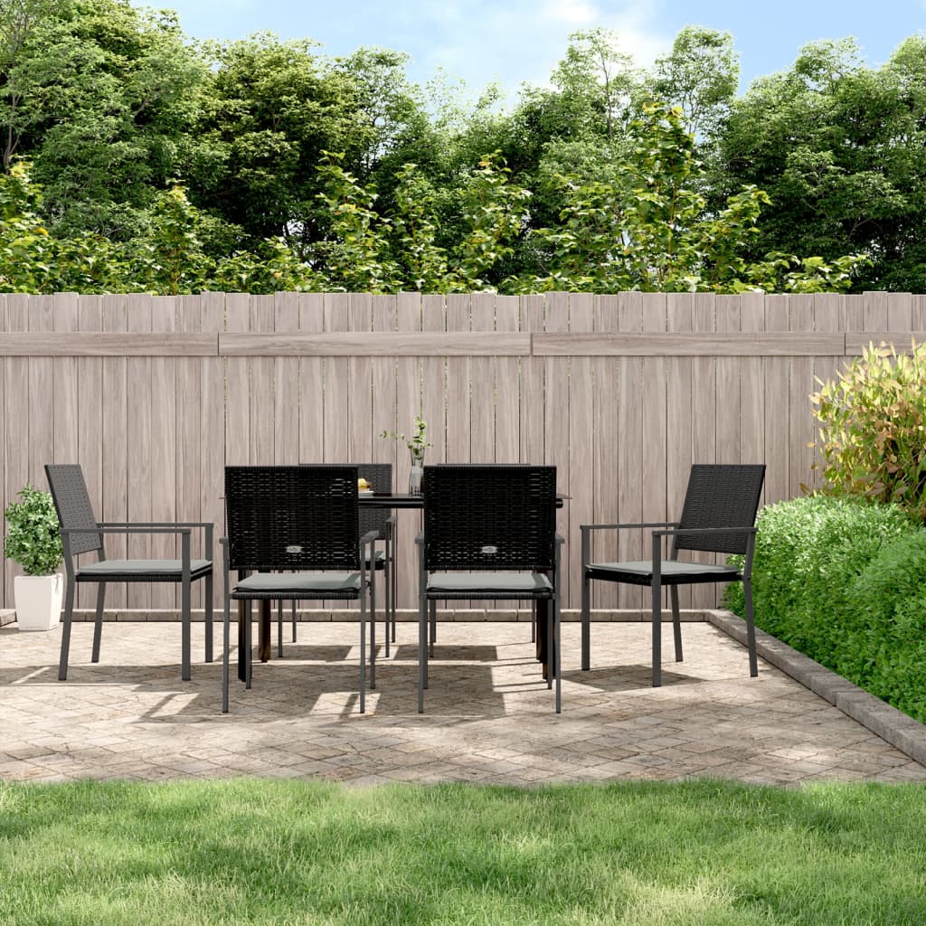 vidaXL 3-delige Tuinset met kussens poly rattan en staal