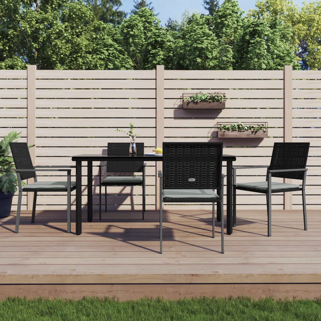 vidaXL 3-delige Tuinset met kussens poly rattan en staal