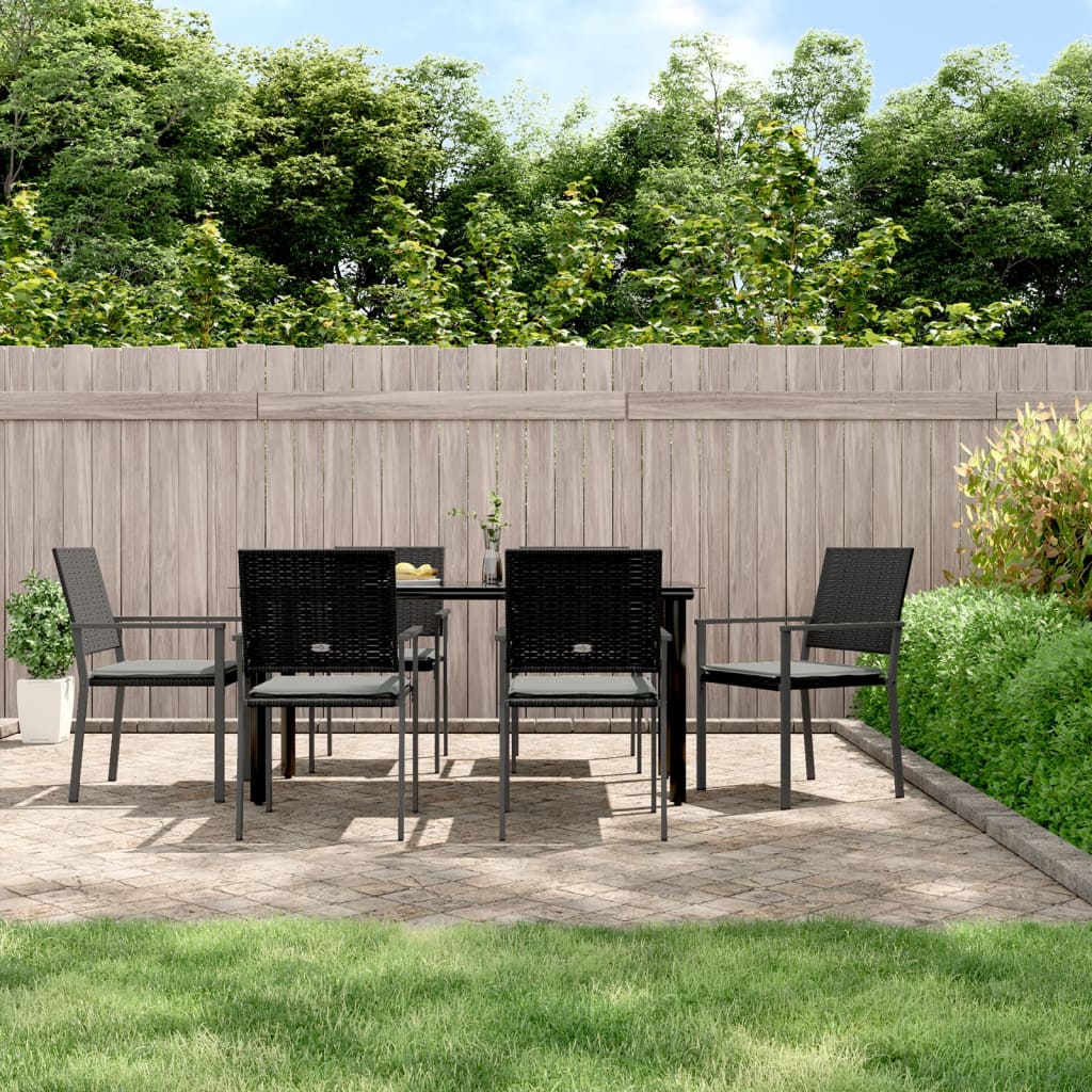 vidaXL 3-delige Tuinset met kussens poly rattan en staal