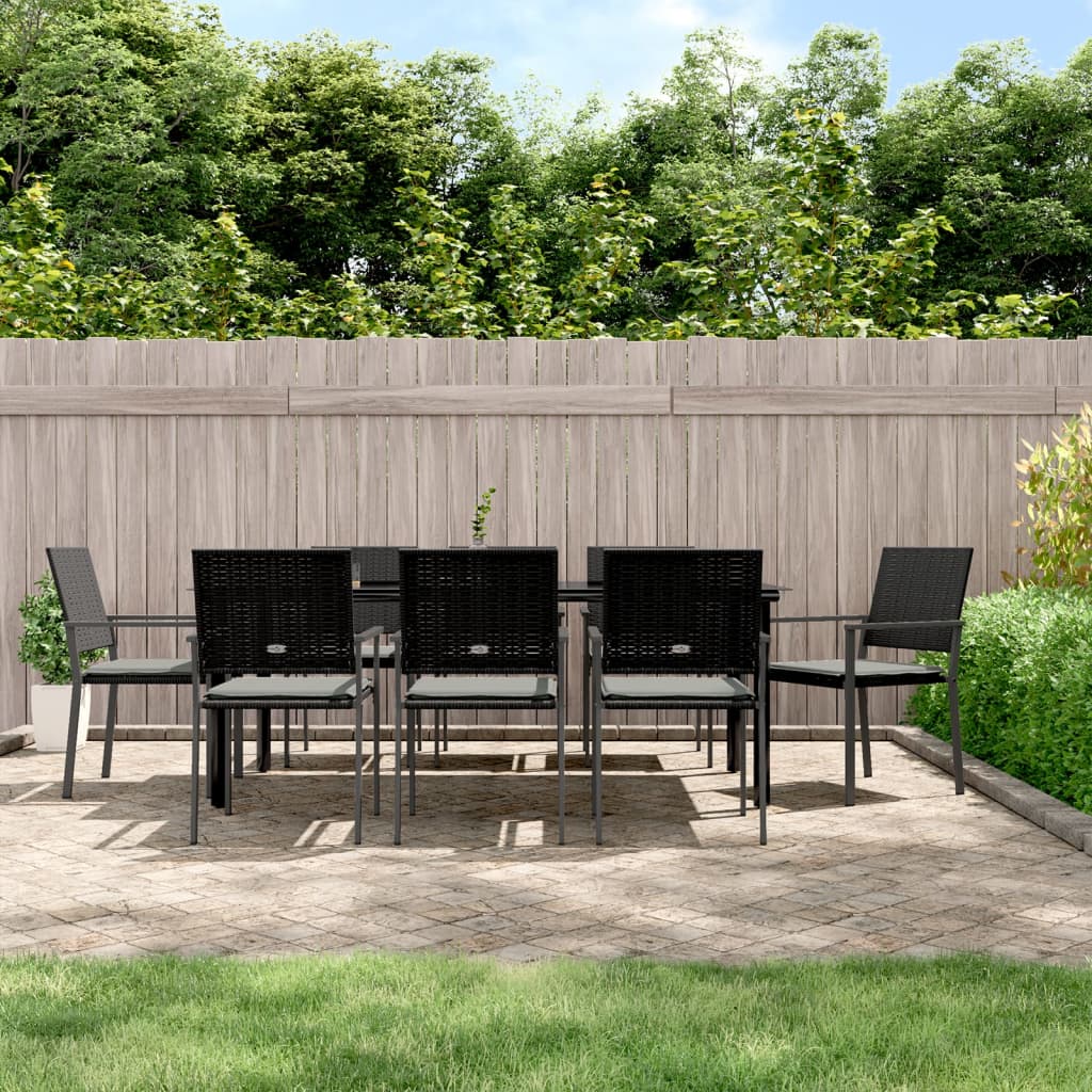 vidaXL 3-delige Tuinset met kussens poly rattan en staal