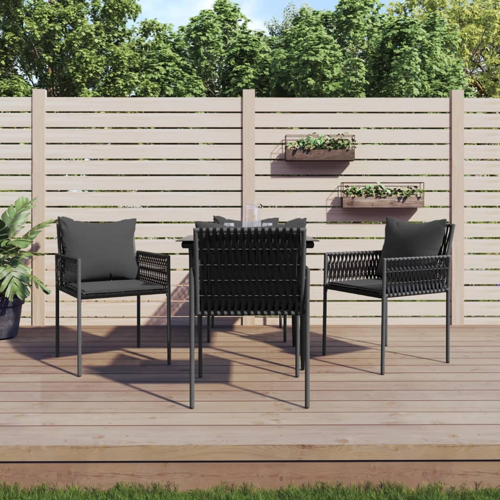vidaXL 3-delige Tuinset met kussens poly rattan en staal