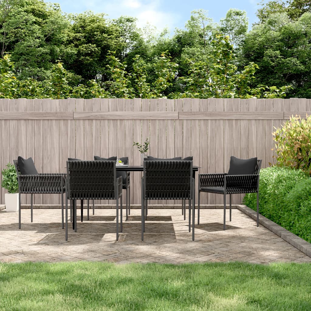 vidaXL 5-delige Tuinset met kussens poly rattan en staal