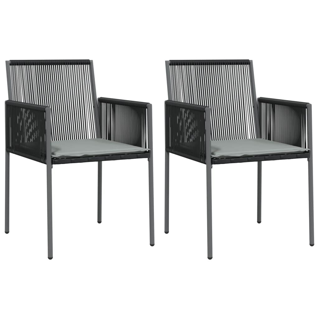 vidaXL 3-delige Tuinset met kussens poly rattan en staal zwart